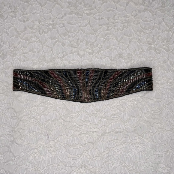 Hong Kong Boutique Accessories - Vintage 80's Beaded Cumberbund Statement Belt Artsy Glamcore Fairy Witchy Goth